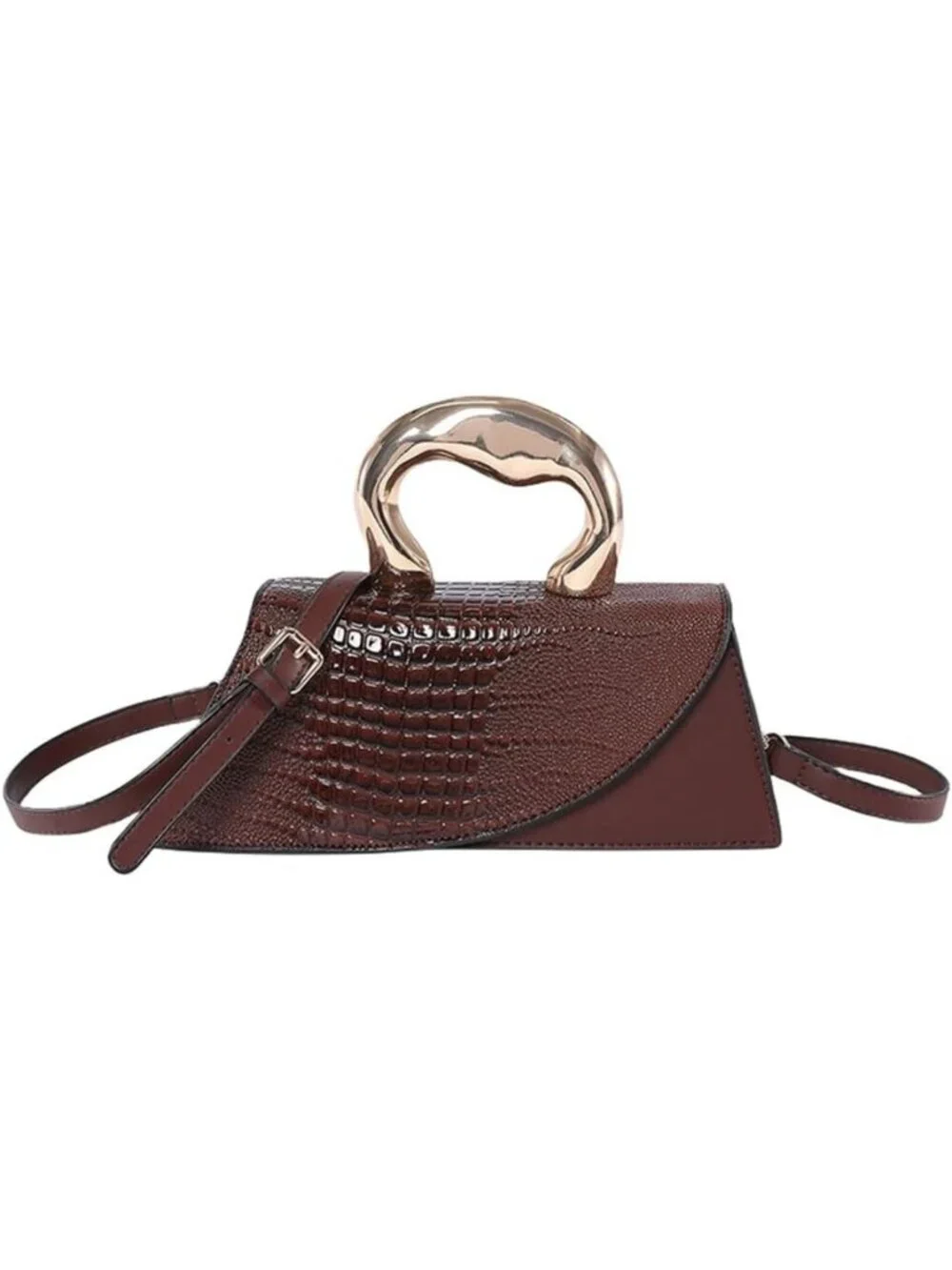 Chic Vegan Leather Evening Clutch Purse with Crocodile Pattern & Crossbody Strap